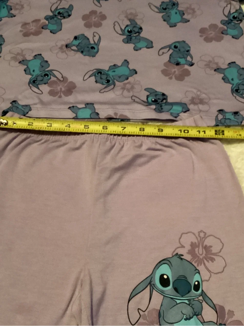 Disney Stitch Lounge Play Outfit Set Girls Purple 10/12 Stitch Floral Pj Set